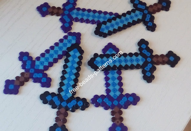 Minecraft diamond swords hama beads perler artkal work photo