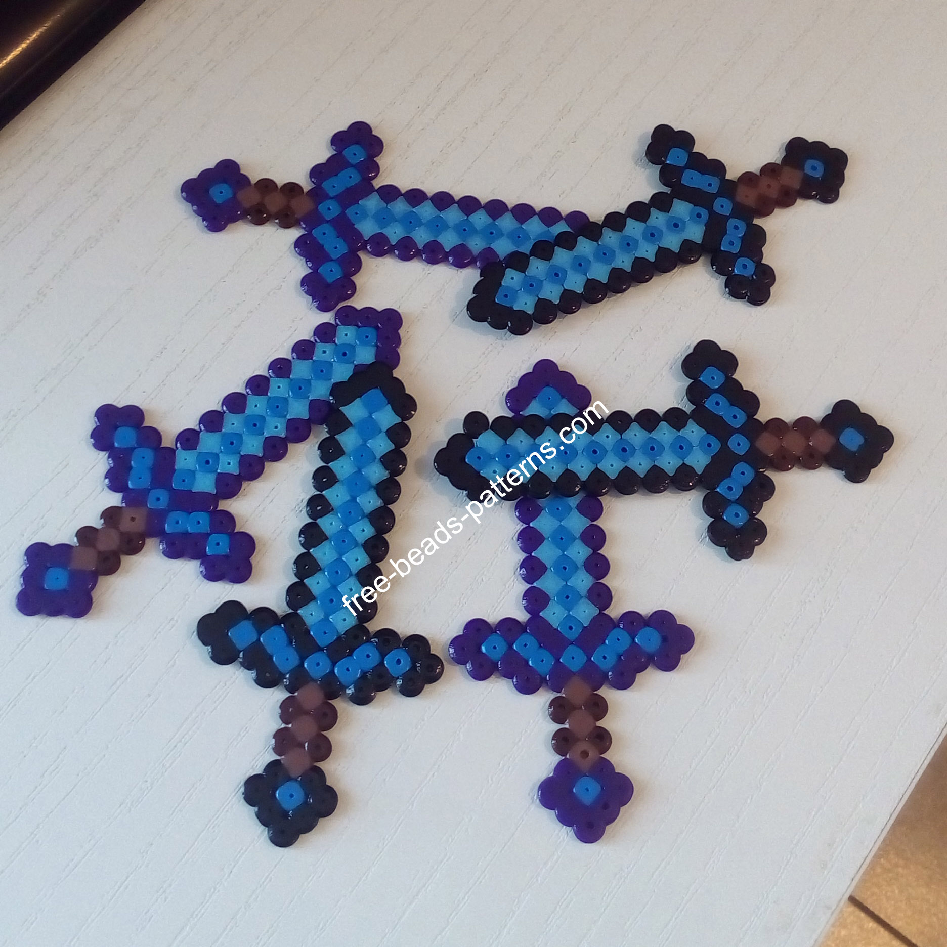 Minecraft diamond swords hama beads perler artkal work photo