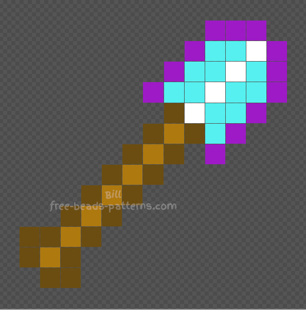 Minecraft enchanted Shovel Hama Beads 14x14