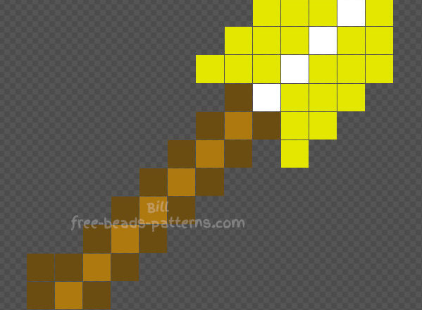 Minecraft golden Shovel free Hama Beads pattern 14x14