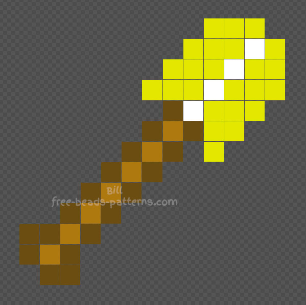 Minecraft golden Shovel free Hama Beads pattern 14x14