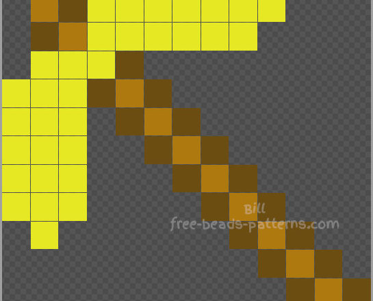 Minecraft golden pickaxe Perler Beads design 13x13