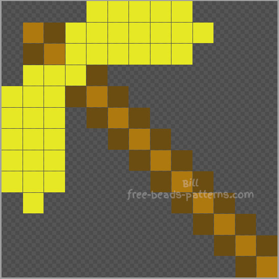 Minecraft golden pickaxe Perler Beads design 13x13