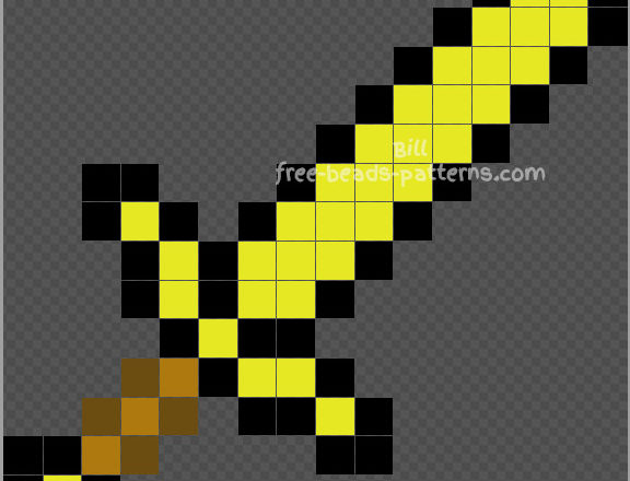 Minecraft golden sword Hama Beads tutorial 16x16
