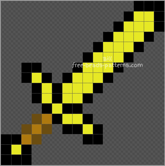 Minecraft golden sword Hama Beads tutorial 16x16