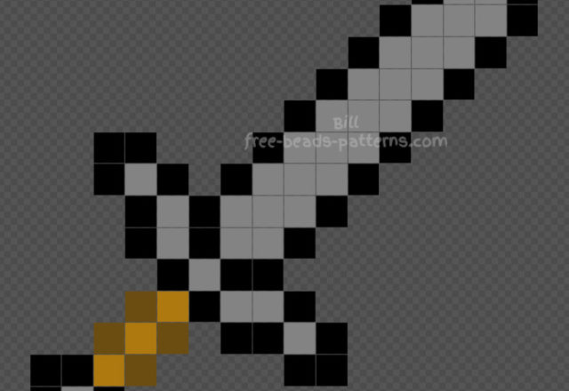 Minecraft stone sword pixelart Hama Beads 16x16