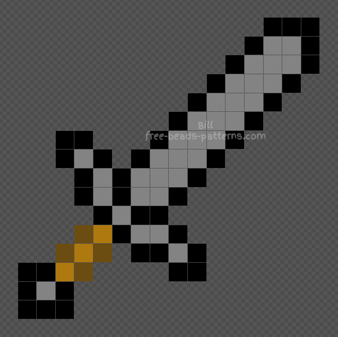 Minecraft stone sword pixelart Hama Beads 16x16