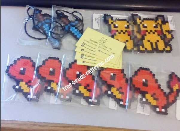 Minecraft swords Pikachu and Charmander perler beads work photos (2)