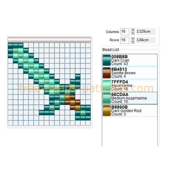 Minecraft tool diamond sword free perler beads pattern Hama Beads Nabbi beads