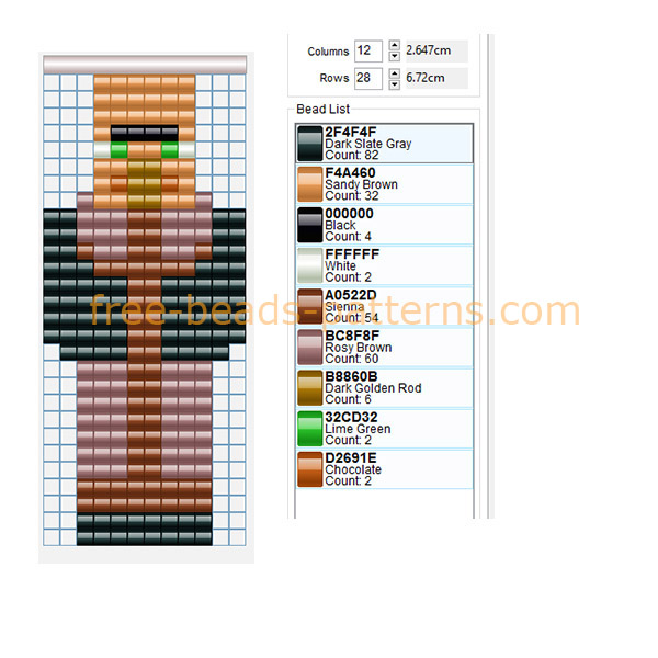 Minecraft villager character free perler beads pattern made with Bead Tool software