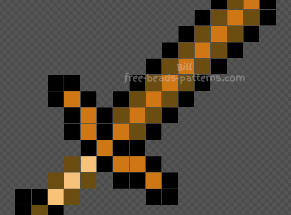 Minecraft wood sword Hama Beads tutorial 16x16