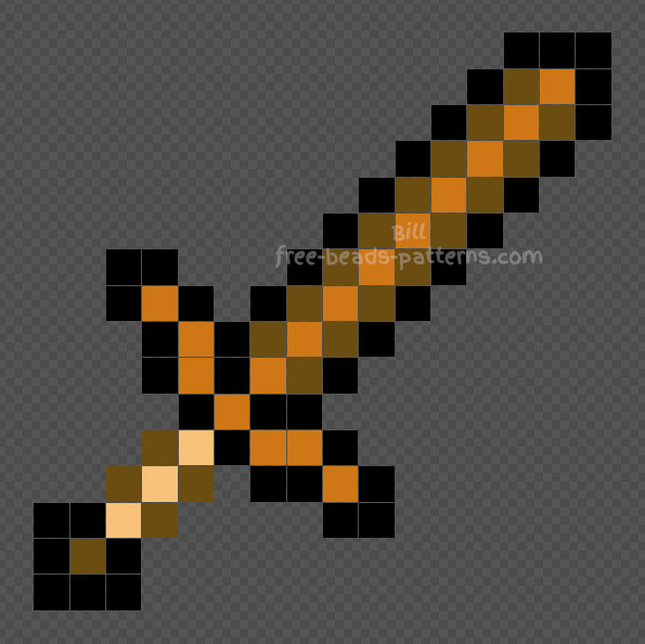 Minecraft wood sword Hama Beads tutorial 16x16