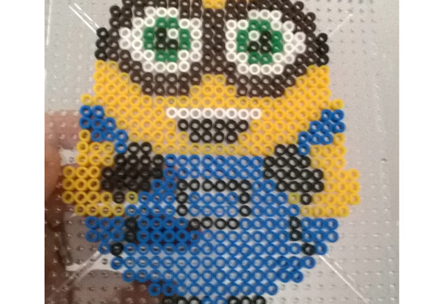 Minion Bob from Minions Despicable Me perler beads finished work photos 1
