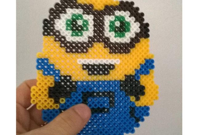 Minion Bob from Minions Despicable Me perler beads finished work photos 2