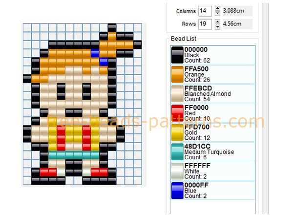 Misty Pokemon cartoon videogame female trainer character free perler beads pattern