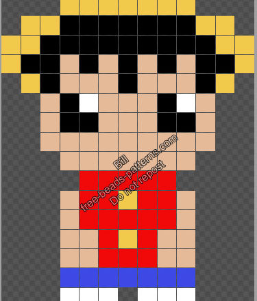 Monkey D Luffy One Piece free hama beads perler beads pattern 13x20jpg