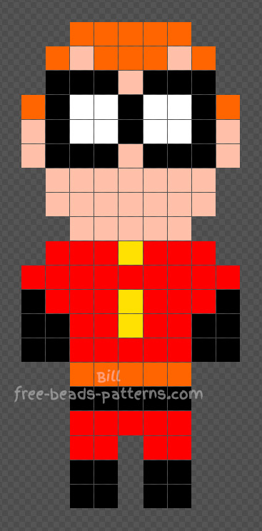 Mr Incredible The Incredibles free Hama Beads design 9x20