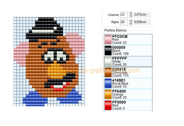 Mr_ Potato Head Toy Story character free perler beads Hama Beads Playbox Beads pattern