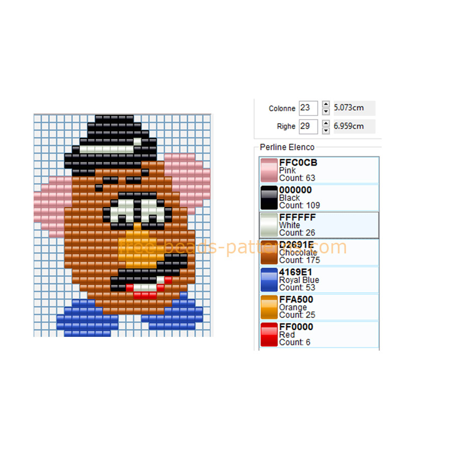 Mr_ Potato Head Toy Story character free perler beads Hama Beads Playbox Beads pattern