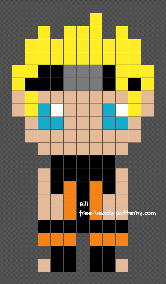 Naruto small and simple Hama Beads pattern 11x20