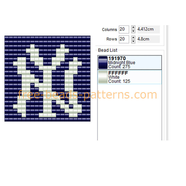 New York Yankees MLB baseball team logo free sprite beads perler beads pattern download