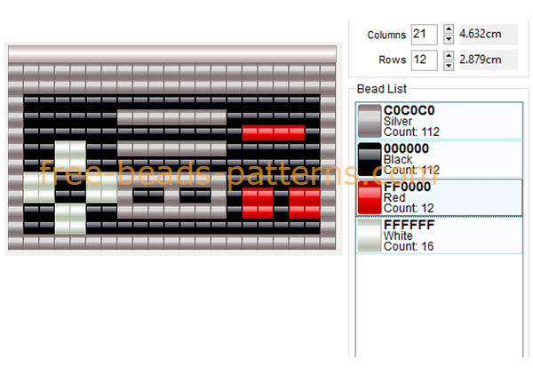 Nintendo NES controller free beads pattern beading pattern 21 x 12 4 colors videogamer keychain ideas
