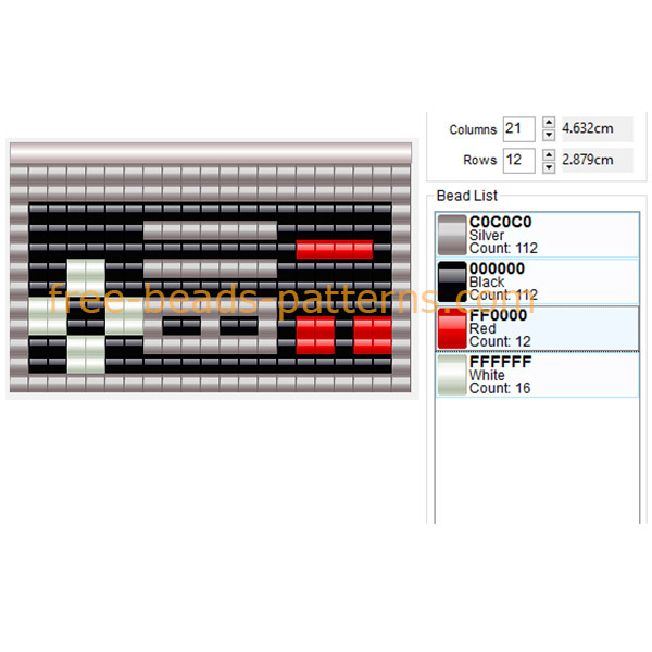 Nintendo NES controller free beads pattern beading pattern 21 x 12 4 colors videogamer keychain ideas