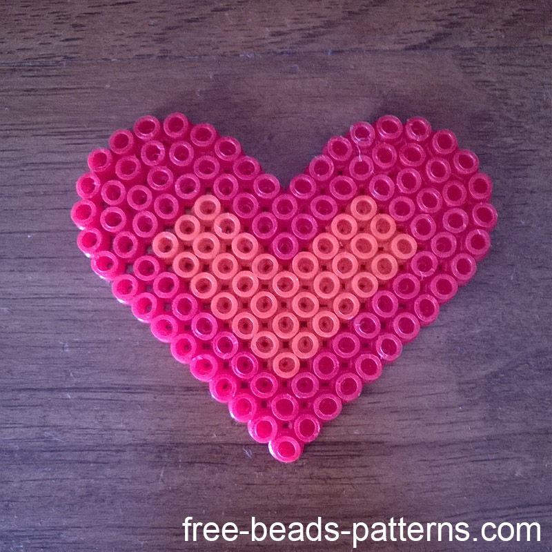 Orange and red heart perler beads Pyssla 5mm work photo author Website User Bill