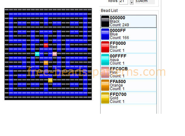 Pacman route free perler beads Hama Beads pattern 20 x 21 7 colors