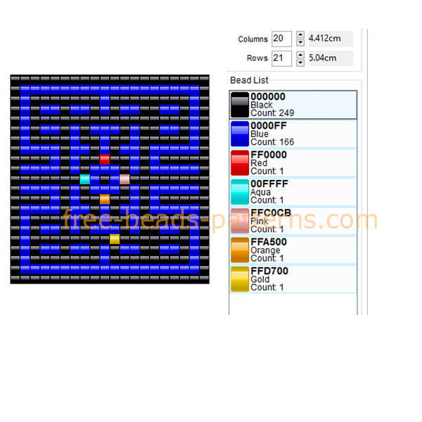 Pacman route free perler beads Hama Beads pattern 20 x 21 7 colors