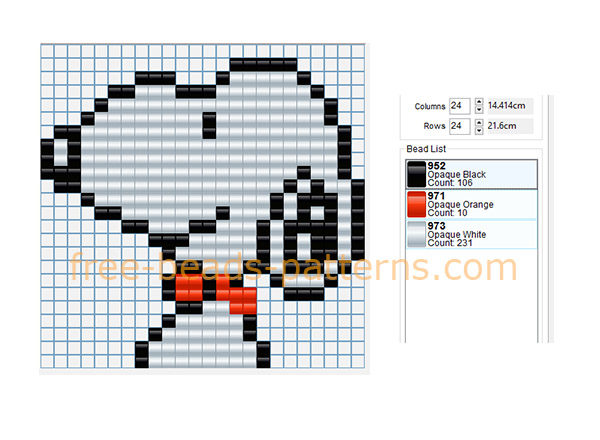 Peanuts Snoopy free fuse beads pattern Hama Beads Pyssla