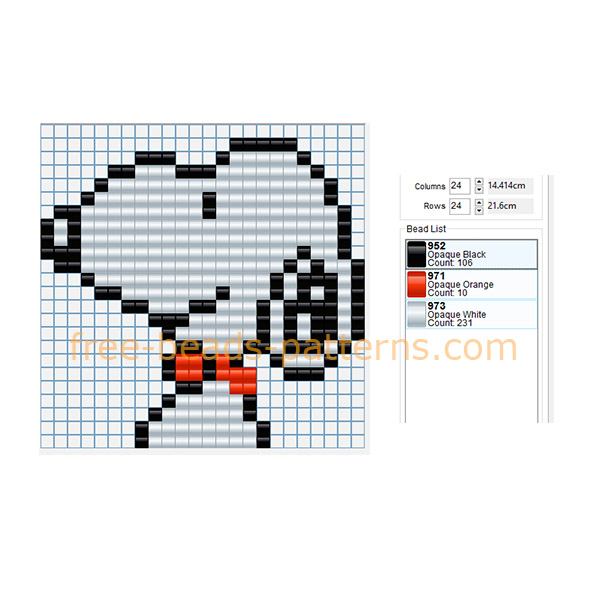 Peanuts Snoopy free fuse beads pattern Hama Beads Pyssla