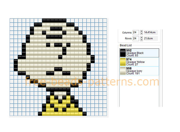 Peanuts character Charlie Brown free perler beads pattern Hama Beads Pyssla