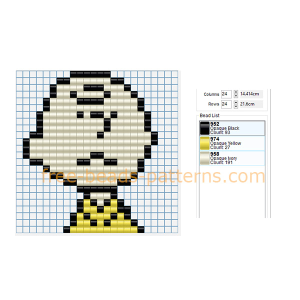 Peanuts character Charlie Brown free perler beads pattern Hama Beads Pyssla