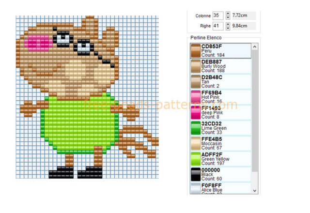 Pedro Pony Peppa Pig character free perler beads fuse beads Ikea Pyssla pattern