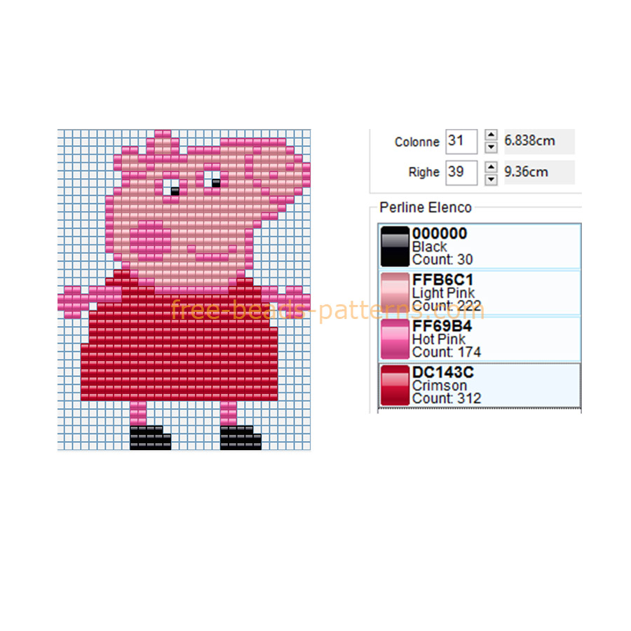 Peppa Pig free perler beads Hama Beads pattern baby toy ideal