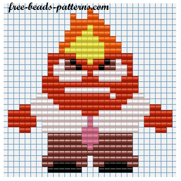 Perler beads Hama Beads Pyssla for children Disney Inside Out Anger