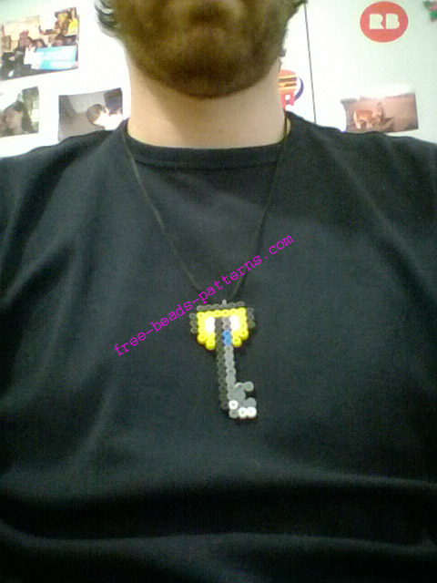 Perler beads Kingdom Hearts keyblade necklace work photo