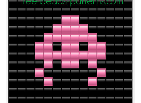 Perler beads Pyssla pattern 80s videogame Space Invaders alien 1 version 2
