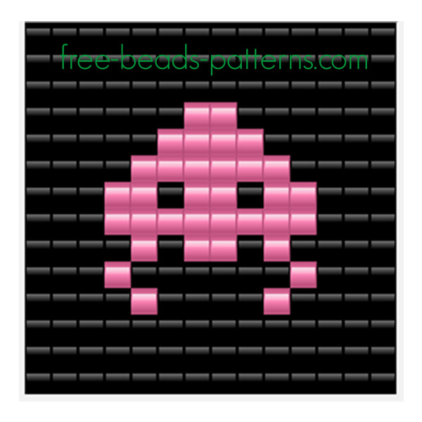 Perler beads Pyssla pattern 80s videogame Space Invaders alien 1 version 2
