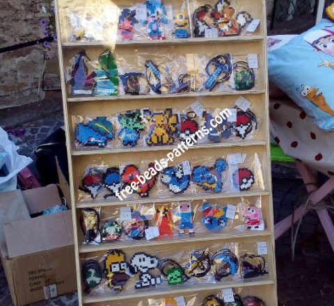 Perler beads crafts in a showcase for sell (2)