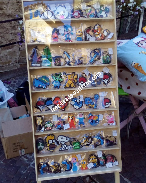 Perler beads crafts in a showcase for sell (2)