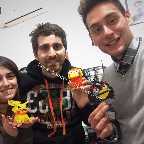 Perler beads fun with friends Angry Birds Pikachu and Psyduck (5)