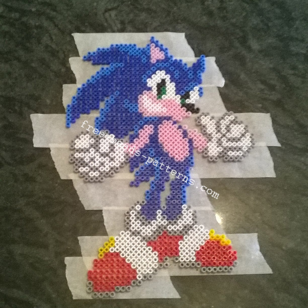 Perler beads hama beads pyssla frame with Sonic work photos (6)