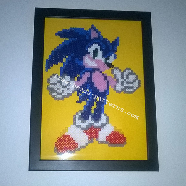 Perler beads hama beads pyssla frame with Sonic work photos (8)