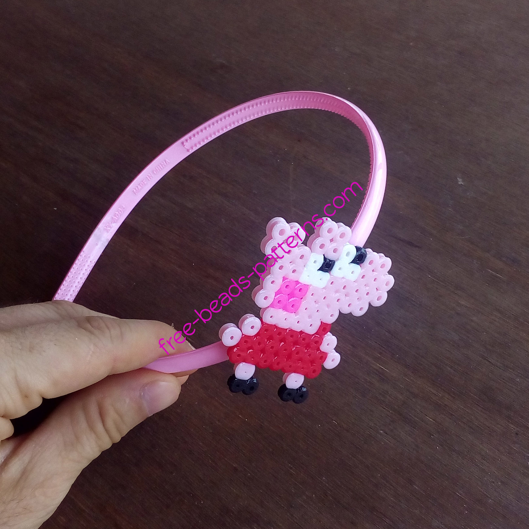 Perler beads headband with Peppa Pig work photos by Bill (2)