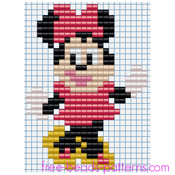 Perler beads pattern pixel art for children Disney Minnie Mouse