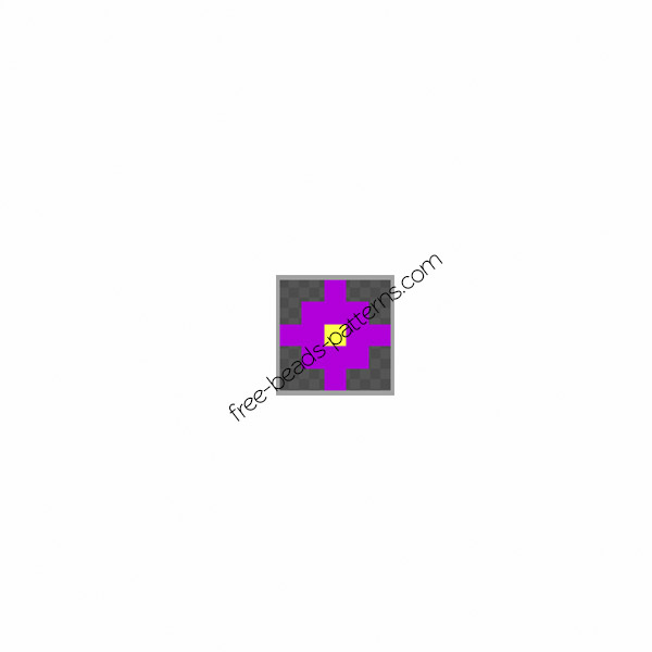 Perler beads ring with violet flower free pattern design