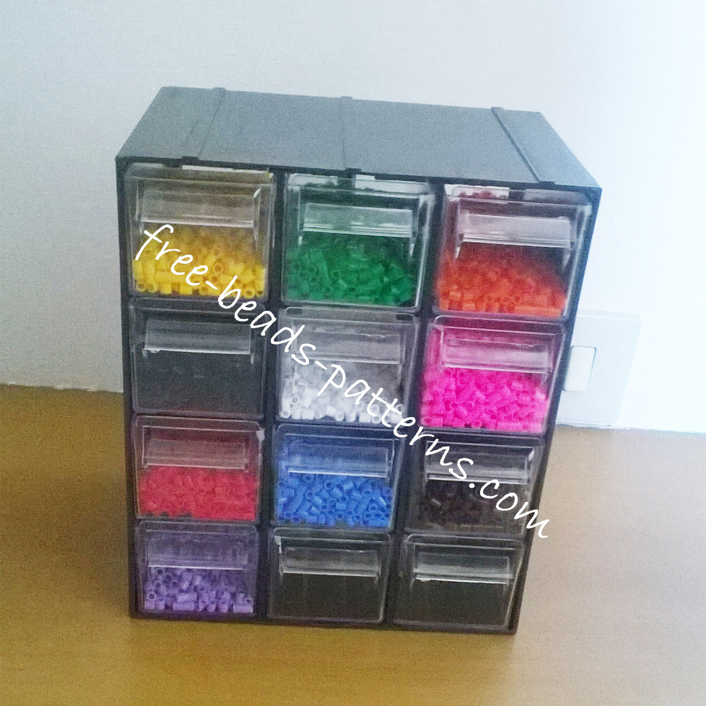 Perler beads storage drawers Hama Beads Pyssla supplies photos