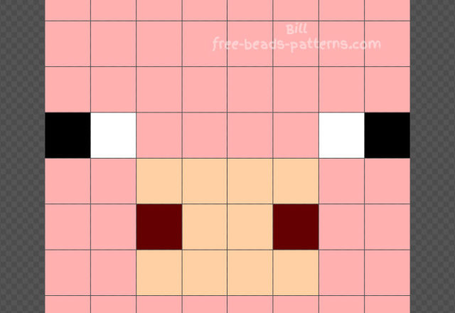 Pig Minecraft Perler Beads design 8x8